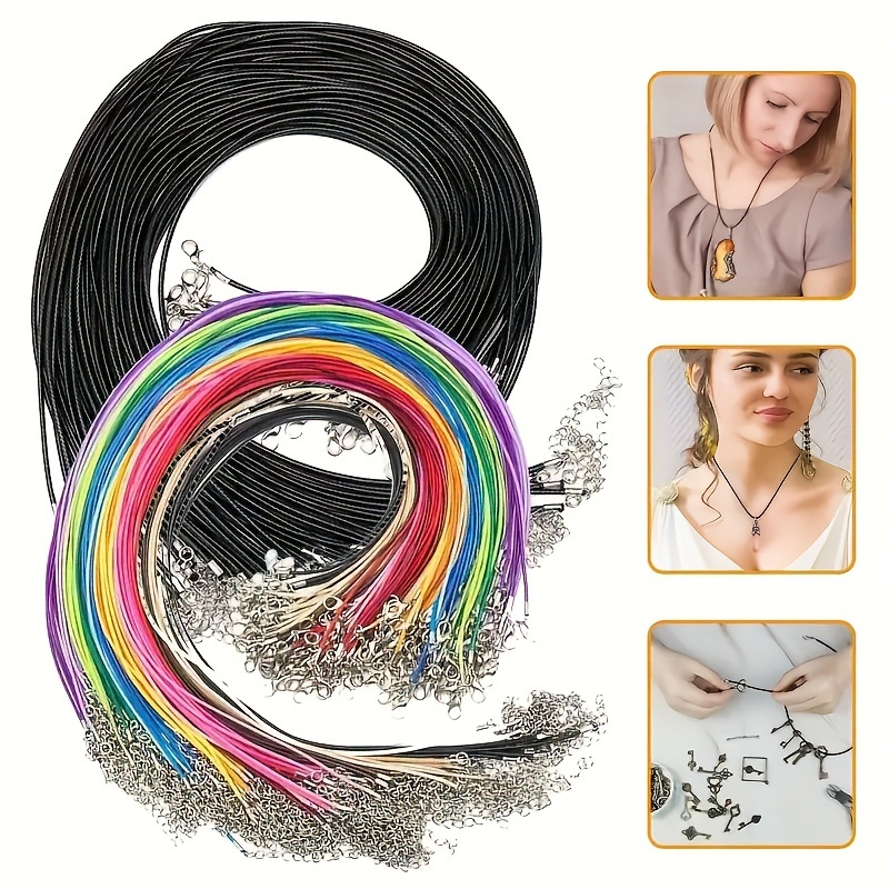 Pack Polyester Waxed Necklace Cord With Lobster Clasp, Adjustable Length For Making, Charm Pendant Craft Supplies - 45cm Weaving Black Leather Cord
Pack Polyester Waxed Necklace Cord With Lobster Clasp, Adjustable Length For Making, Charm Pendant Craft Supplies - 45cm Weaving Black Leather Cord