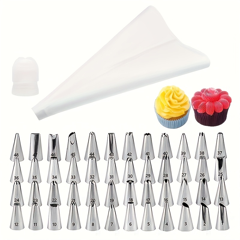 26/50pcs Stainless Steel Cake Decorating Kit - Piping Tips & Couplers For Cupcakes, Cookies & More - Essential Baking Tools
26/50pcs Stainless Steel Cake Decorating Kit - Piping Tips & Couplers For Cupcakes, Cookies & More - Essential Baking Tools
