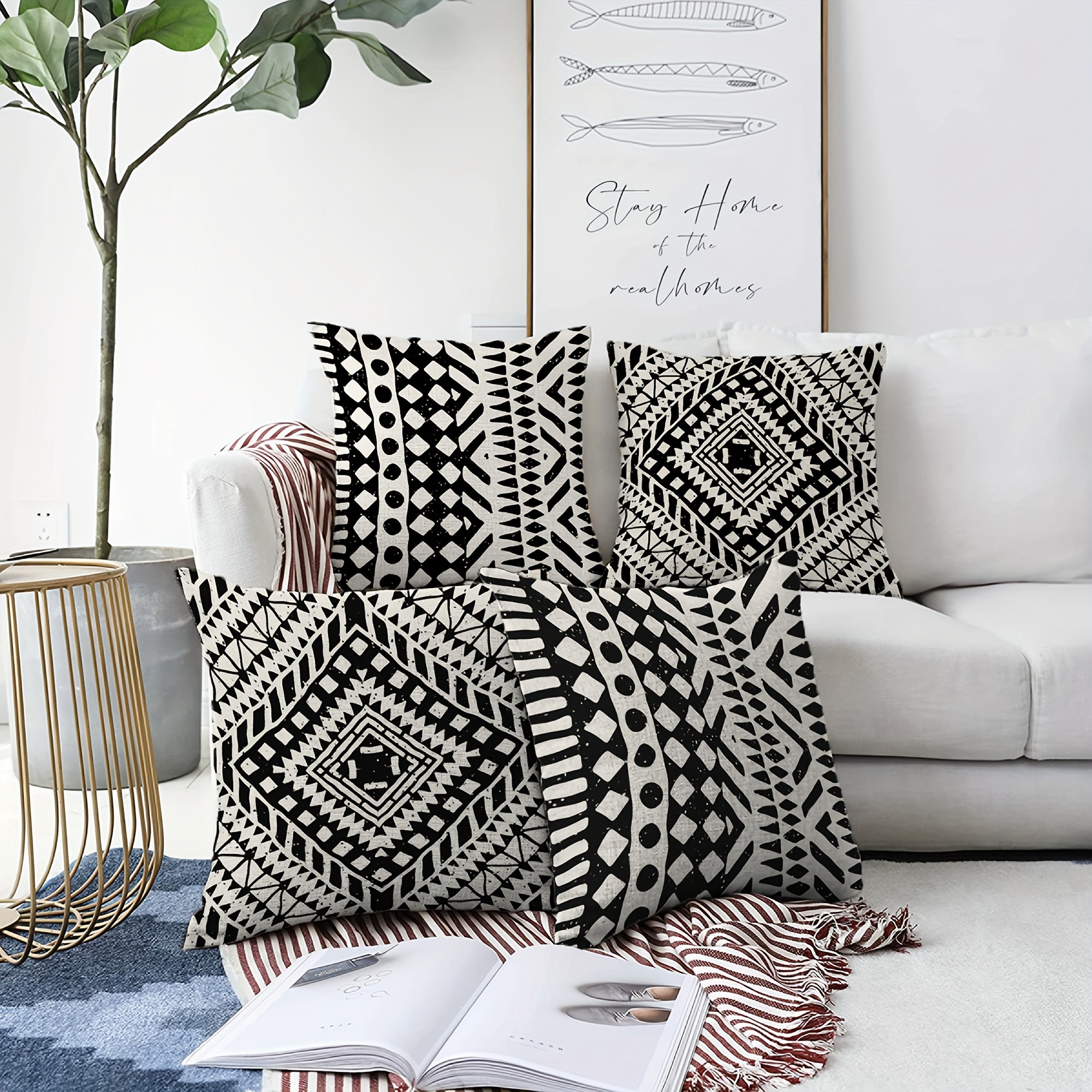 4pcs Set Ethnic Geometric Throw Pillow Covers - Soft Polyester, No Insert Included - Sofa, Bed, Car & Living Room Decor, Room Decor
4pcs Set Ethnic Geometric Throw Pillow Covers - Soft Polyester, No Insert Included - Sofa, Bed, Car & Living Room Decor, Room Decor