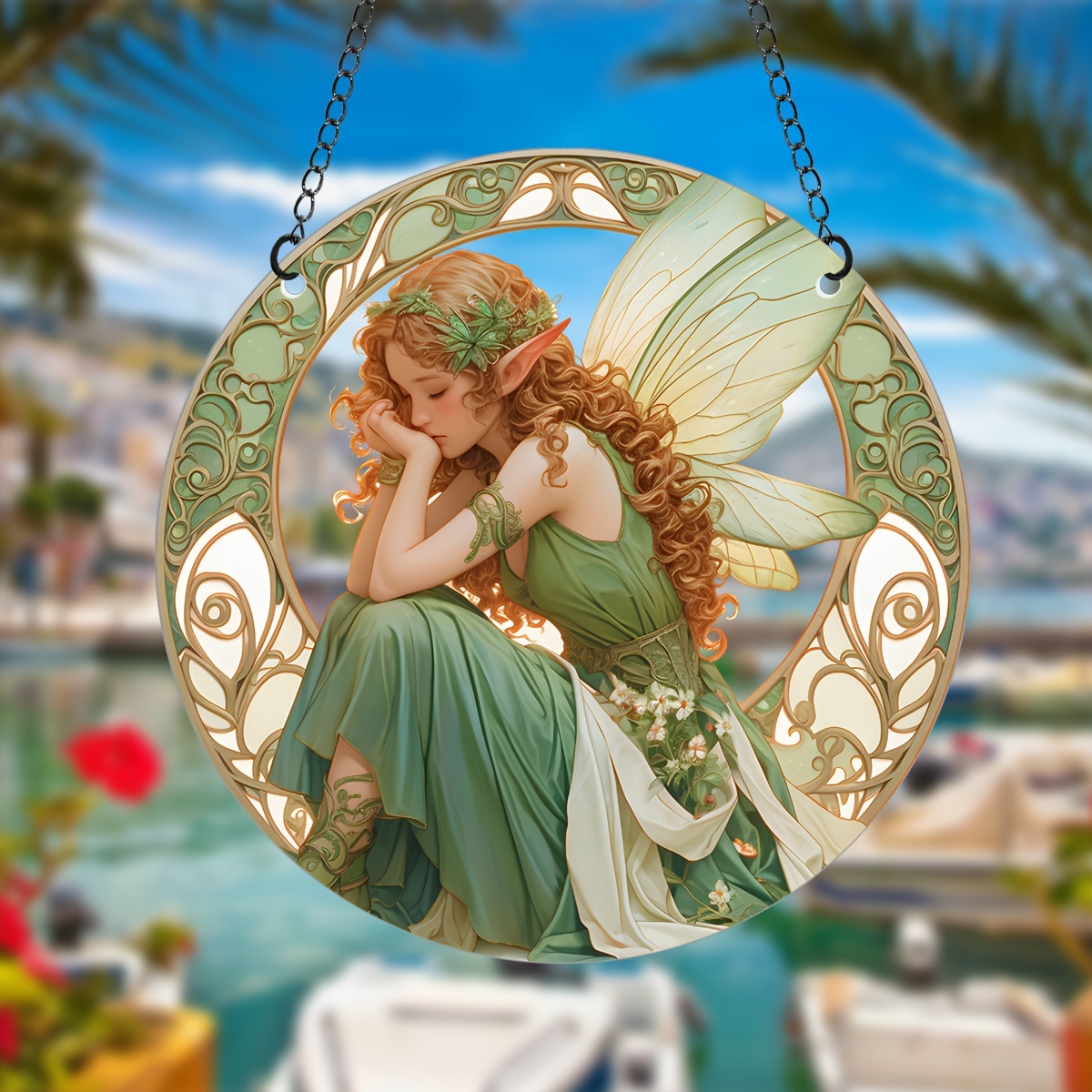 Flower Fairy Acrylic Hanging Decor - 5.9" Transparent Round Pendant, Colorful Artistic Home & Window Accent Flower Wall Decor Fairy Decor
Flower Fairy Acrylic Hanging Decor - 5.9" Transparent Round Pendant, Colorful Artistic Home & Window Accent Flower Wall Decor Fairy Decor