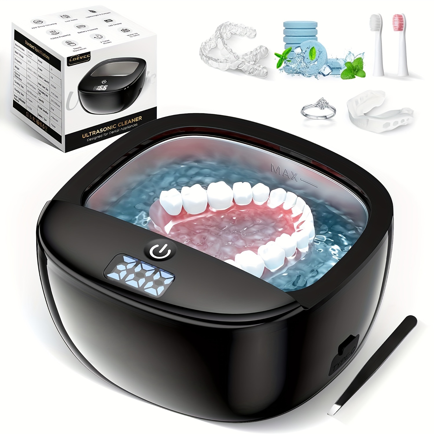 Wireless Ultrasonic Retainer Cleaner, 43khz/130ml Ultrasonic Cleaning Machine For 1 Charge For , Leakproof Ultrasonic Cleaner For Denture, Mouth Guard, Aligner, Jewelry
Wireless Ultrasonic Retainer Cleaner, 43khz/130ml Ultrasonic Cleaning Machine For 1 Charge For , Leakproof Ultrasonic Cleaner For Denture, Mouth Guard, Aligner, Jewelry