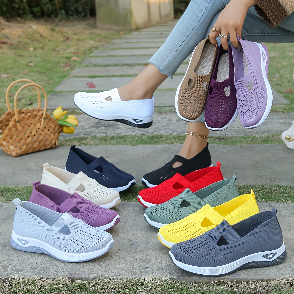 Women's Breathable Mesh Slip On Sneakers, Casual Solid Color Low Top Walking Shoes With Round Toe, Fabric Upper And Pvc Sole
Women's Breathable Mesh Slip On Sneakers, Casual Solid Color Low Top Walking Shoes With Round Toe, Fabric Upper And Pvc Sole