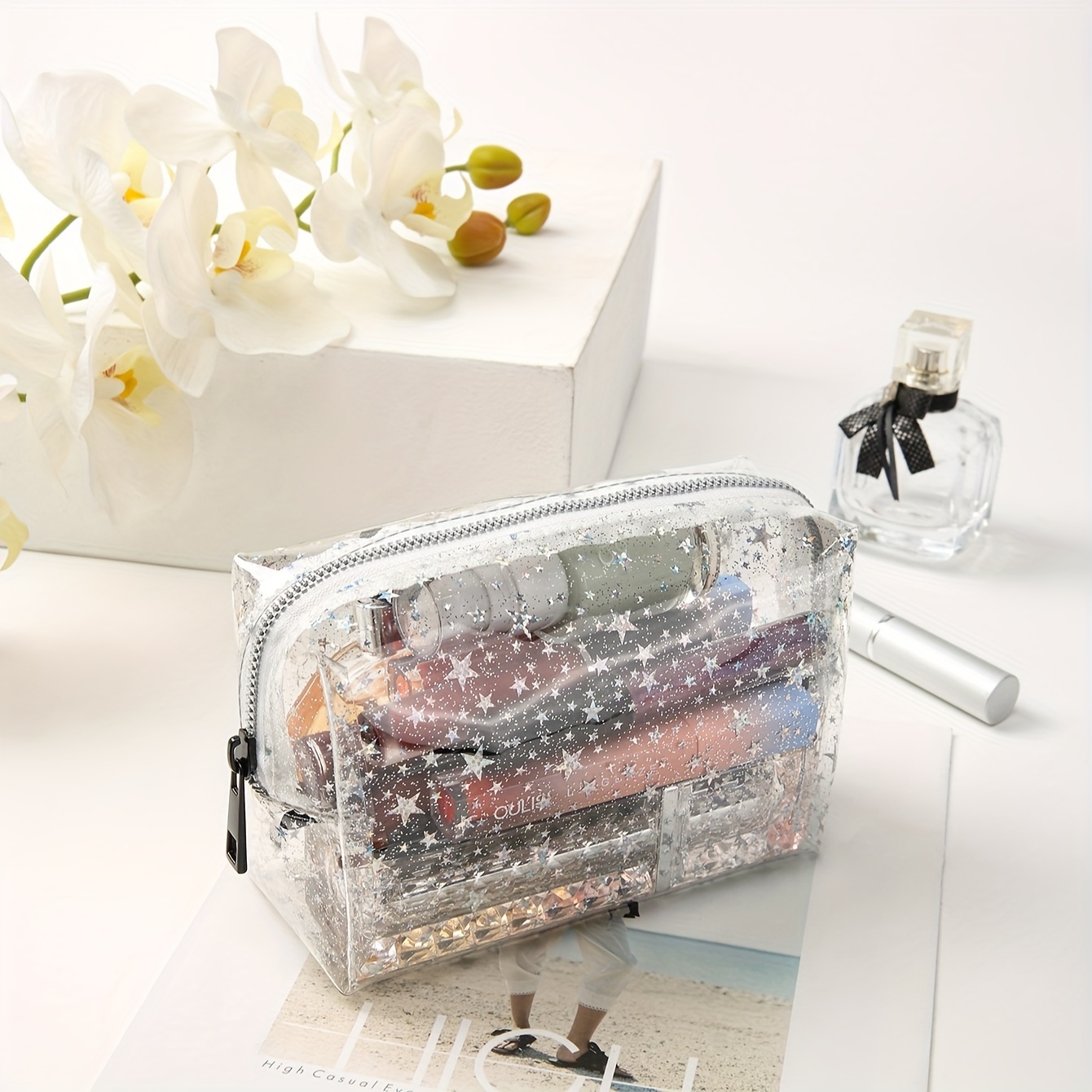 Chic Transparent Star Pvc Makeup Bag - Waterproof, Large Capacity, Portable Cosmetic Organizer
Chic Transparent Star Pvc Makeup Bag - Waterproof, Large Capacity, Portable Cosmetic Organizer