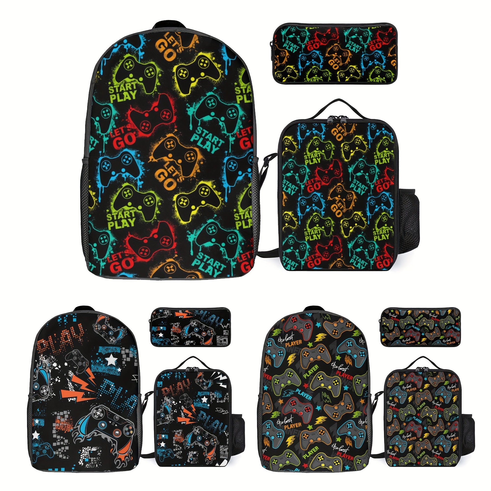 3pcs Cartoon Game Print Backpack Set, Large Capacity Pencil Case Crossbody School Bag Set With Adjustable Shoulder Strap, Lightweight Casual Commuter Handheld Bag School Bag, Perfect For Men Women
3pcs Cartoon Game Print Backpack Set, Large Capacity Pencil Case Crossbody School Bag Set With Adjustable Shoulder Strap, Lightweight Casual Commuter Handheld Bag School Bag, Perfect For Men Women