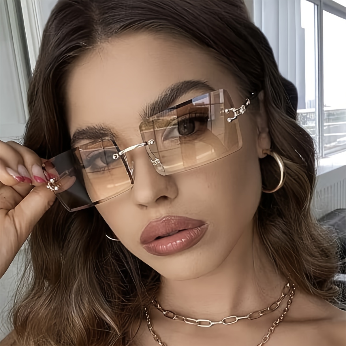 1 Pair Of Chic Women's Rimless Square Fashion Glasses - Metal Frame, Daily & Vacation, Fashionable Punk Style With Gradient Lens, Vacation Eyewear|trendy Eyeglasses| Design, Glasses Accessories
1 Pair Of Chic Women's Rimless Square Fashion Glasses - Metal Frame, Daily & Vacation, Fashionable Punk Style With Gradient Lens, Vacation Eyewear|trendy Eyeglasses| Design, Glasses Accessories