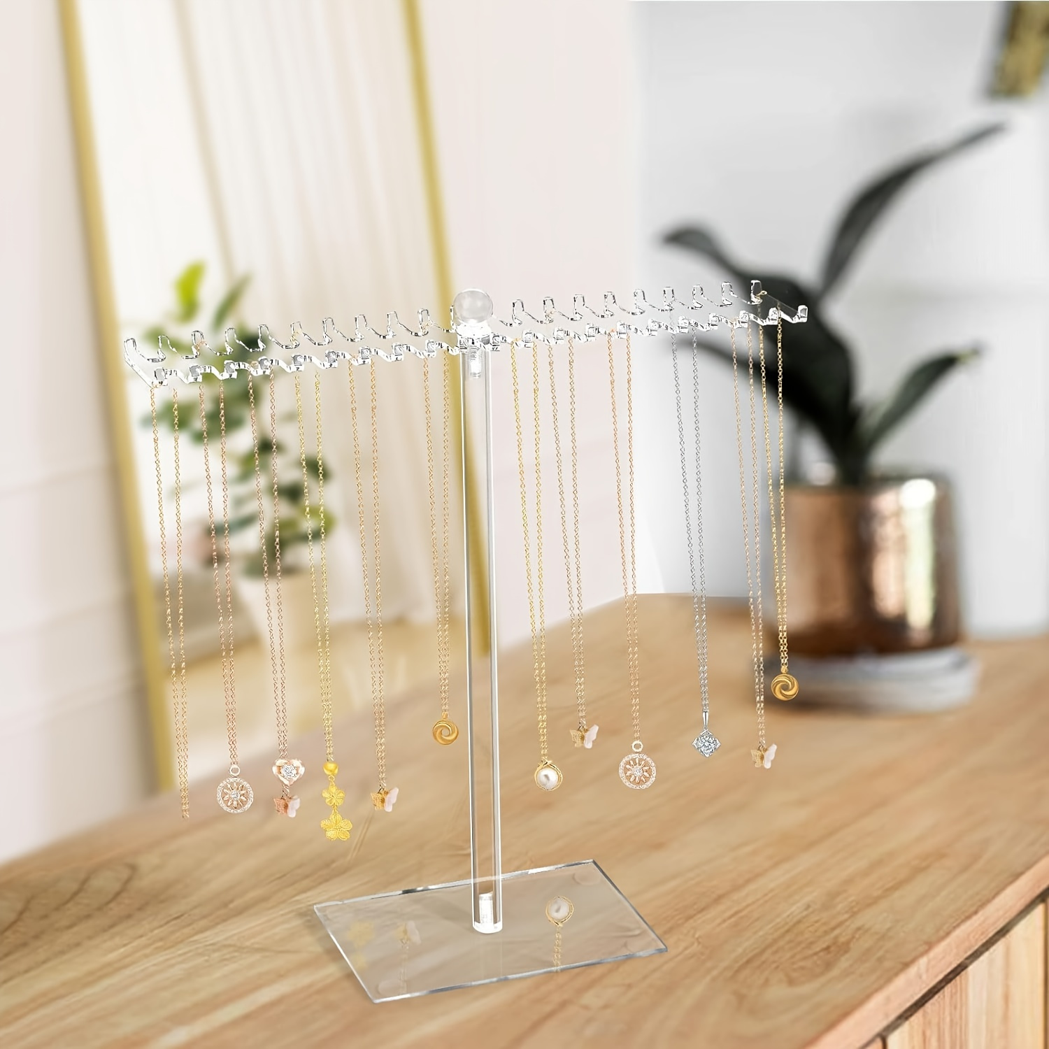 Acrylic Jewelry Organizer With Dual Hooks - Transparent Necklace & Watch Display Stand For Home Decor, Bead Storage Box
Acrylic Jewelry Organizer With Dual Hooks - Transparent Necklace & Watch Display Stand For Home Decor, Bead Storage Box