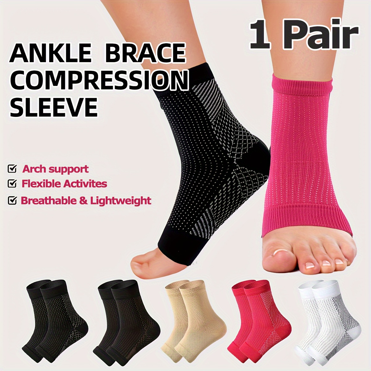 1 Pair Nylon Ankle Sleeves For Men And Women, Knit Fabric Arch Support Foot Socks With Spandex & Elastane, Breathable Lightweight Solid Color, Hand Wash Only
1 Pair Nylon Ankle Sleeves For Men And Women, Knit Fabric Arch Support Foot Socks With Spandex & Elastane, Breathable Lightweight Solid Color, Hand Wash Only