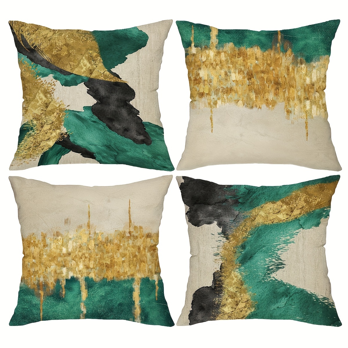 Vintage Geometric Throw Pillow Covers Set Of 4, Green And Golden, Zipper Closure, Machine Washable, Polyester, Decorative Cushion Cases For Sofa, Bedroom, And Outdoor
Vintage Geometric Throw Pillow Covers Set Of 4, Green And Golden, Zipper Closure, Machine Washable, Polyester, Decorative Cushion Cases For Sofa, Bedroom, And Outdoor