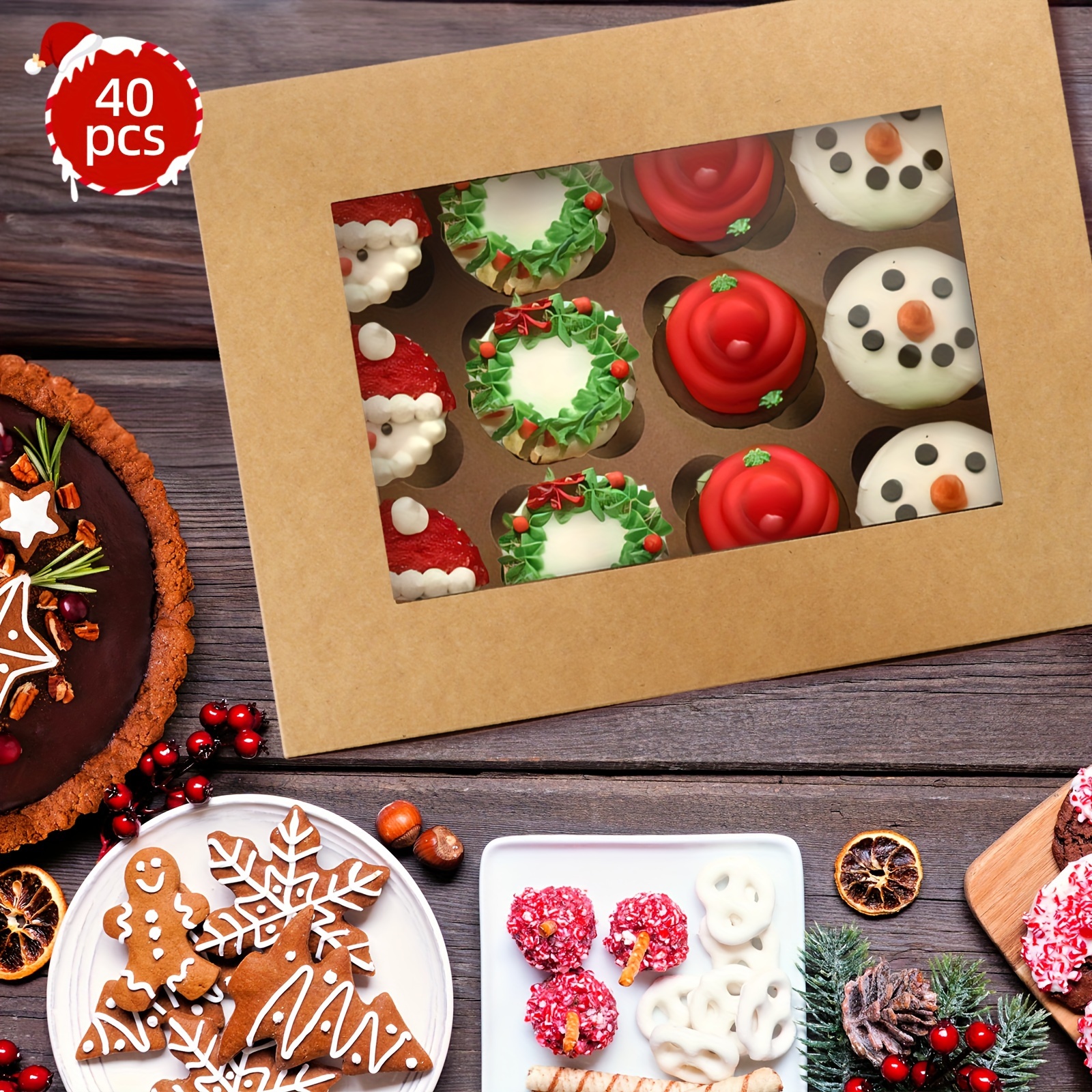 40pcs, Cupcake Boxes, Christmas Gift Boxes, 12 Cupcakes, Cupcake Containers Bakery Holders With Windows And Inserts, Cupcake Carrier For Cookies, For Cupcakes, Muffins, Pastries
40pcs, Cupcake Boxes, Christmas Gift Boxes, 12 Cupcakes, Cupcake Containers Bakery Holders With Windows And Inserts, Cupcake Carrier For Cookies, For Cupcakes, Muffins, Pastries