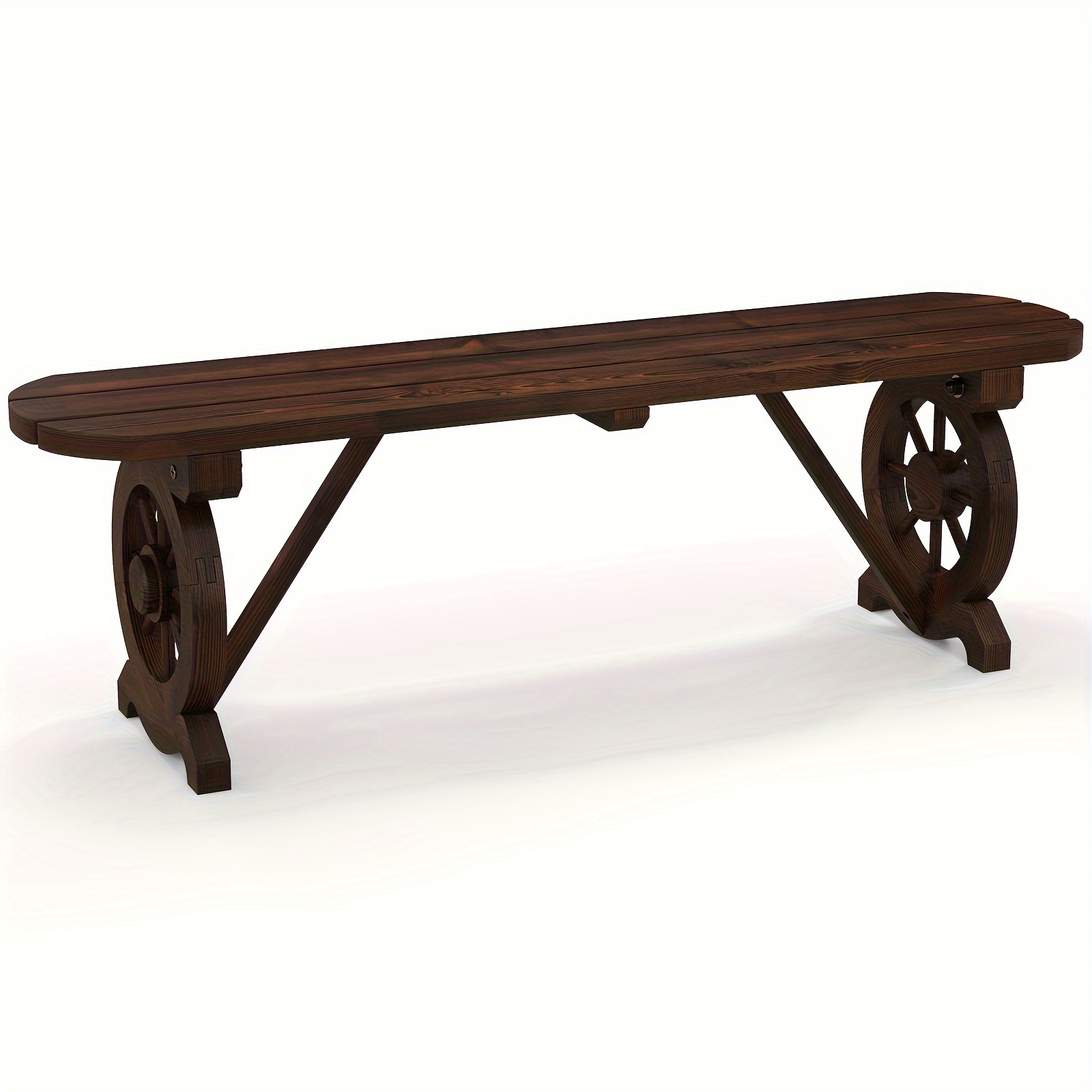 1pc Rustic Wooden Patio Bench With Wagon Wheel Base, Slatted Seat Design, Durable Outdoor Furniture, 47-inch Length, 710 Lbs Capacity
1pc Rustic Wooden Patio Bench With Wagon Wheel Base, Slatted Seat Design, Durable Outdoor Furniture, 47-inch Length, 710 Lbs Capacity