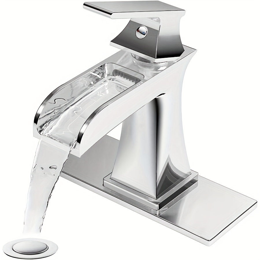 Waterfall Bathroom Faucet, Chrome Modern Single Handle Bathroom Faucets For 1 Or 3 Hole Bathroom Sink Faucet Mixer Tap Washbasin Faucet With Deck, Pop-up Drain And Supply Hoses
Waterfall Bathroom Faucet, Chrome Modern Single Handle Bathroom Faucets For 1 Or 3 Hole Bathroom Sink Faucet Mixer Tap Washbasin Faucet With Deck, Pop-up Drain And Supply Hoses
