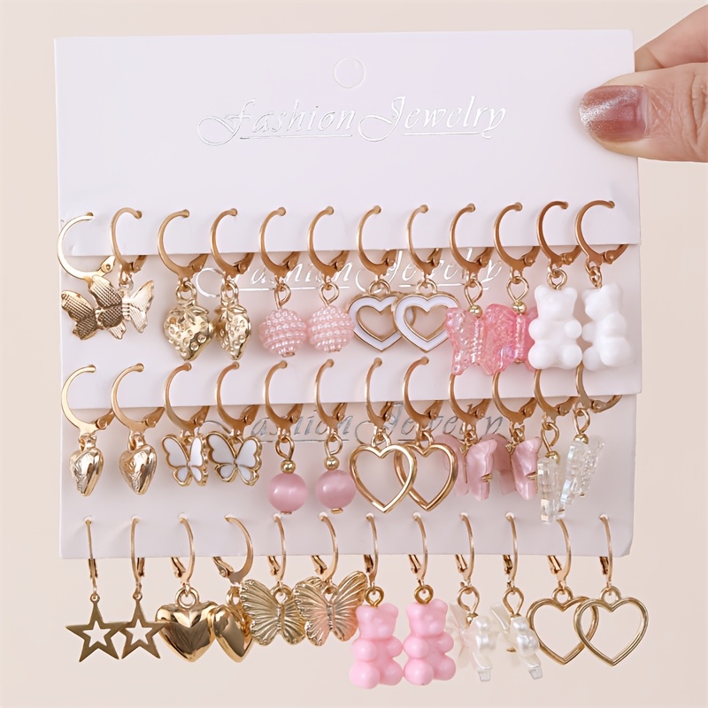 18 Pairs/set Flower Love Pendant Earrings Sweet And Cute Drop Style Earrings Suitable For Girls And Ladies
18 Pairs/set Flower Love Pendant Earrings Sweet And Cute Drop Style Earrings Suitable For Girls And Ladies
