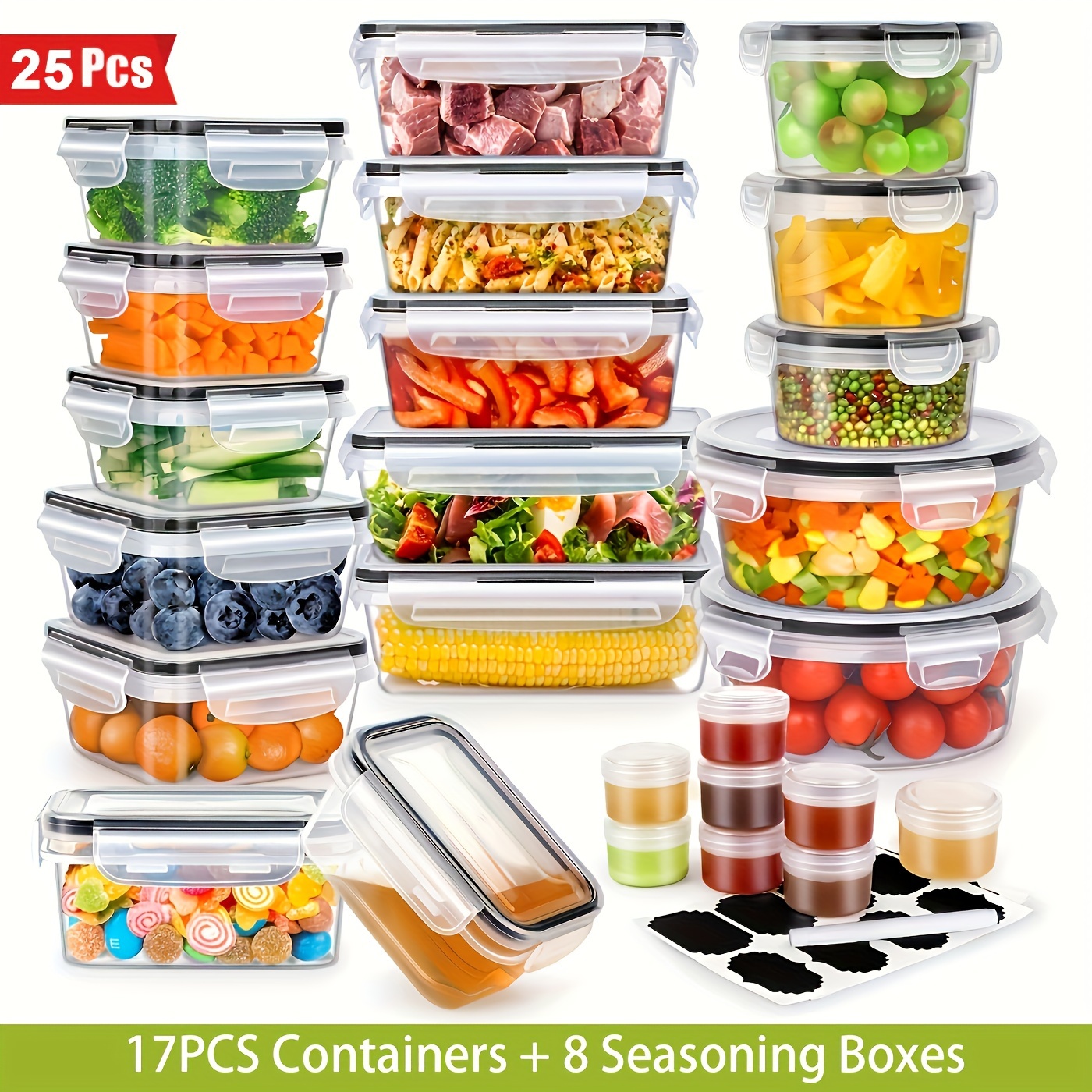 48/25 Plastic Container Set For Organization, 48pcs Includes 24 &24 , 25pcs Includes 17 &8 Seasoning , Pantry And
48/25 Plastic Container Set For Organization, 48pcs Includes 24 &24 , 25pcs Includes 17 &8 Seasoning , Pantry And