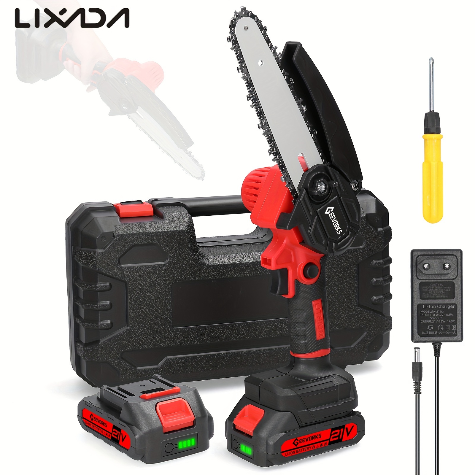 Lixada 21v 8inch Portable Electric Pruning Saws Small Wood Splitting Chainsaw Brush -handed Woodworking Tool With Lubrication System
Lixada 21v 8inch Portable Electric Pruning Saws Small Wood Splitting Chainsaw Brush -handed Woodworking Tool With Lubrication System