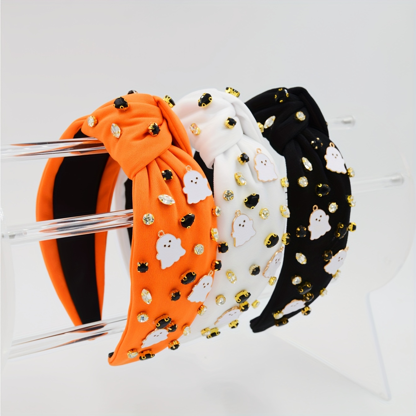 Elegant Polyester Halloween Headband For Women - 1pc Rhinestone Embellished With White And , Fashion Knot Hairband - Festive Dress Up Hair Accessory
Elegant Polyester Halloween Headband For Women - 1pc Rhinestone Embellished With White And , Fashion Knot Hairband - Festive Dress Up Hair Accessory