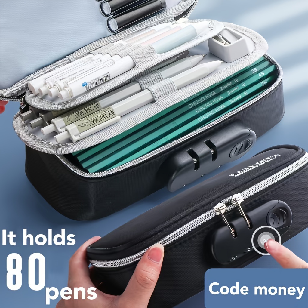 Pencil Case With Combination Security Code, Waterproof Oxford Cloth, Large Capacity 80 Pens, High Durability Pen Bag For Students
Pencil Case With Combination Security Code, Waterproof Oxford Cloth, Large Capacity 80 Pens, High Durability Pen Bag For Students