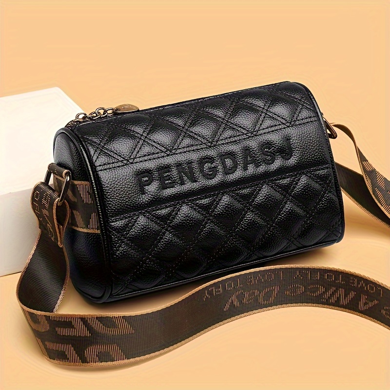 Elegant Quilted Crossbody Bag For Women - "pengdads" Embossed, Black Leather With Wide Strap, Zipper Closure, Polyester Lined, Fashion Shoulder Bag, Small Crossbody Bag
Elegant Quilted Crossbody Bag For Women - "pengdads" Embossed, Black Leather With Wide Strap, Zipper Closure, Polyester Lined, Fashion Shoulder Bag, Small Crossbody Bag
