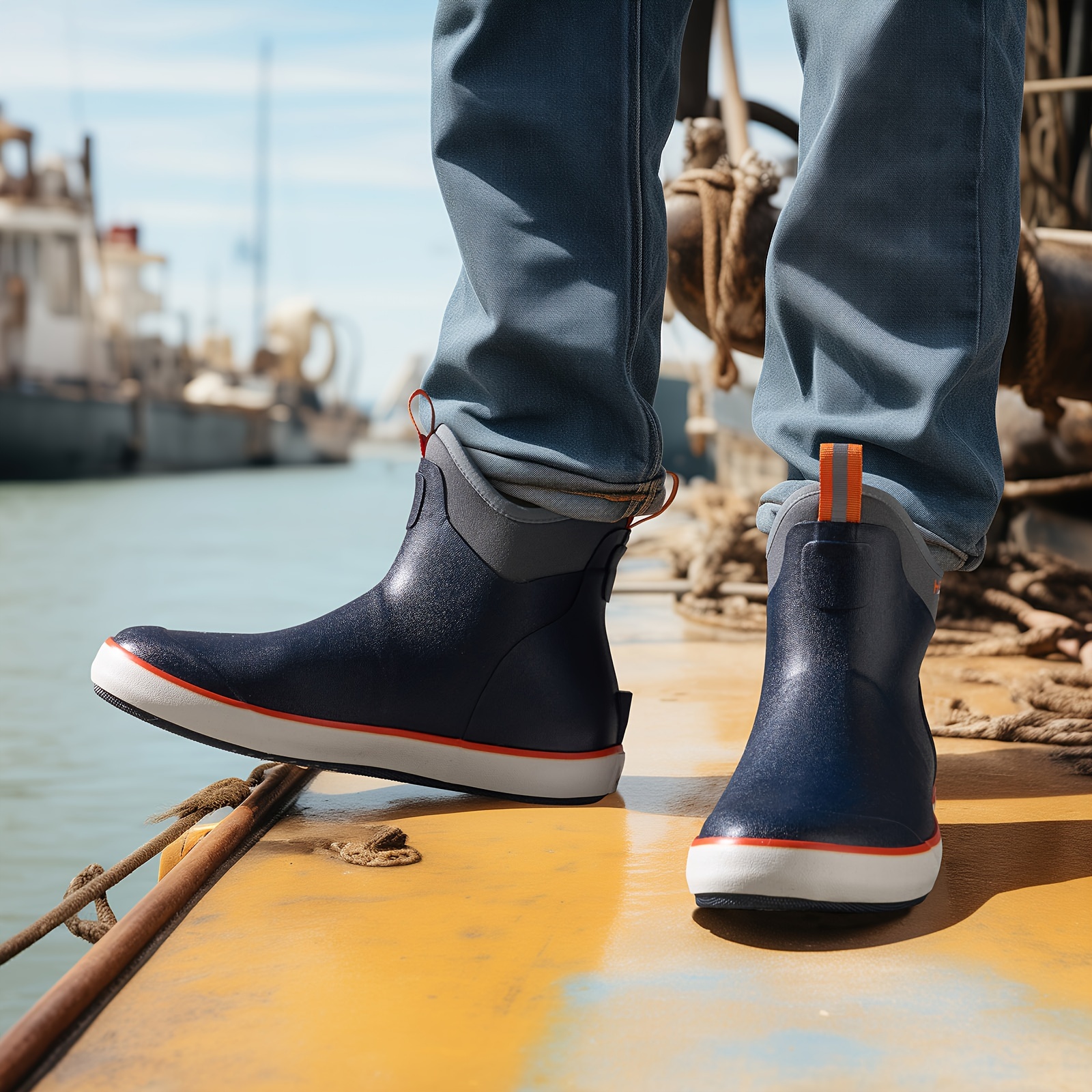 Hisea Men's Deck Boots Waterproof Boots, Anti-slip Neoprene Rubber Boots Saltwater Ankle Booties With High Traction For Outdoor Fishing Boating Sailing
Hisea Men's Deck Boots Waterproof Boots, Anti-slip Neoprene Rubber Boots Saltwater Ankle Booties With High Traction For Outdoor Fishing Boating Sailing