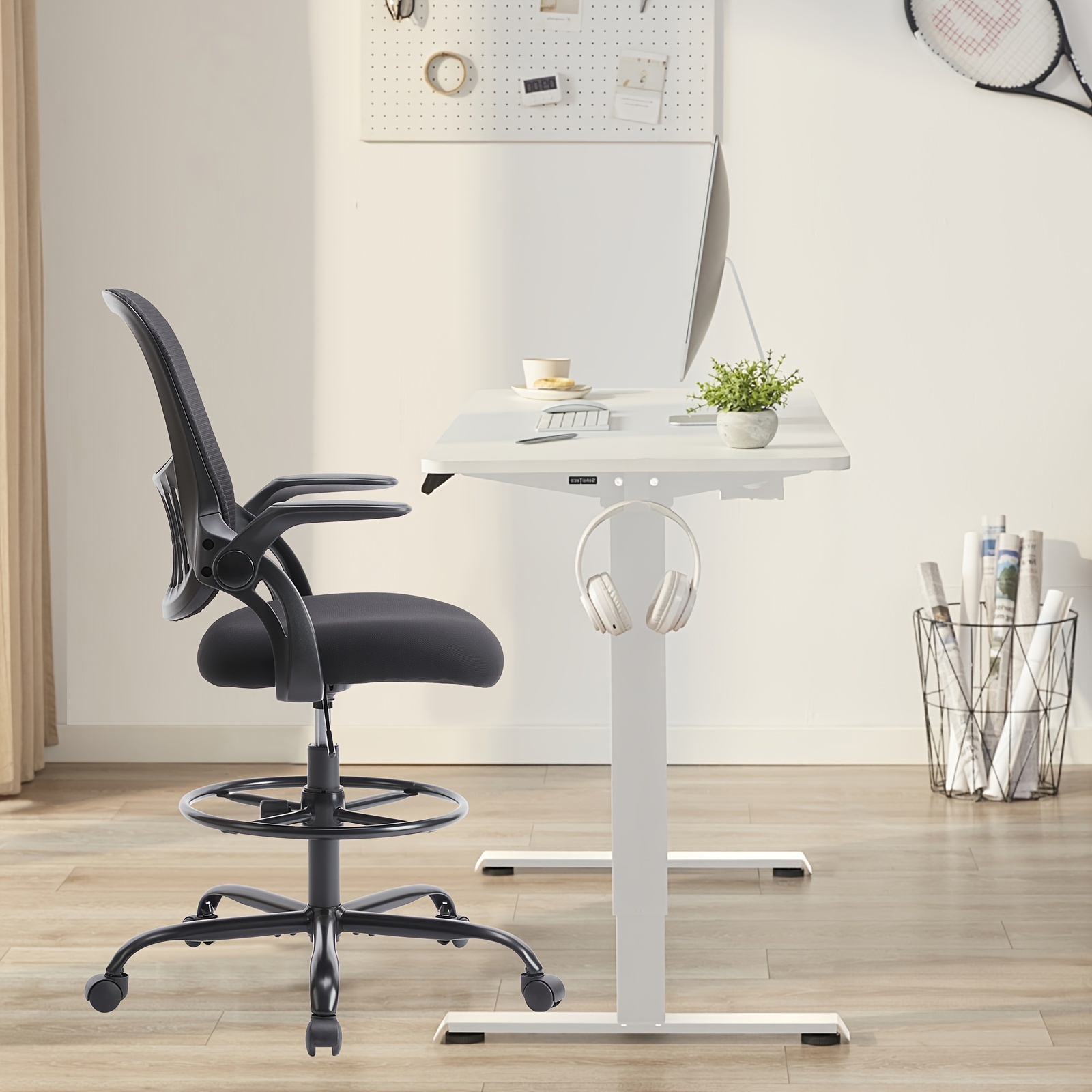 Drafting Chair, Tall Chair, Mid-back Mesh Office Computer Gaming Desk Chair, Flip-up Armrests Ergonomic Rolling Work Swivel With Wheels And Comfortable Lumbar Support, Comfy Arms For Home, Bedroom
Drafting Chair, Tall Chair, Mid-back Mesh Office Computer Gaming Desk Chair, Flip-up Armrests Ergonomic Rolling Work Swivel With Wheels And Comfortable Lumbar Support, Comfy Arms For Home, Bedroom