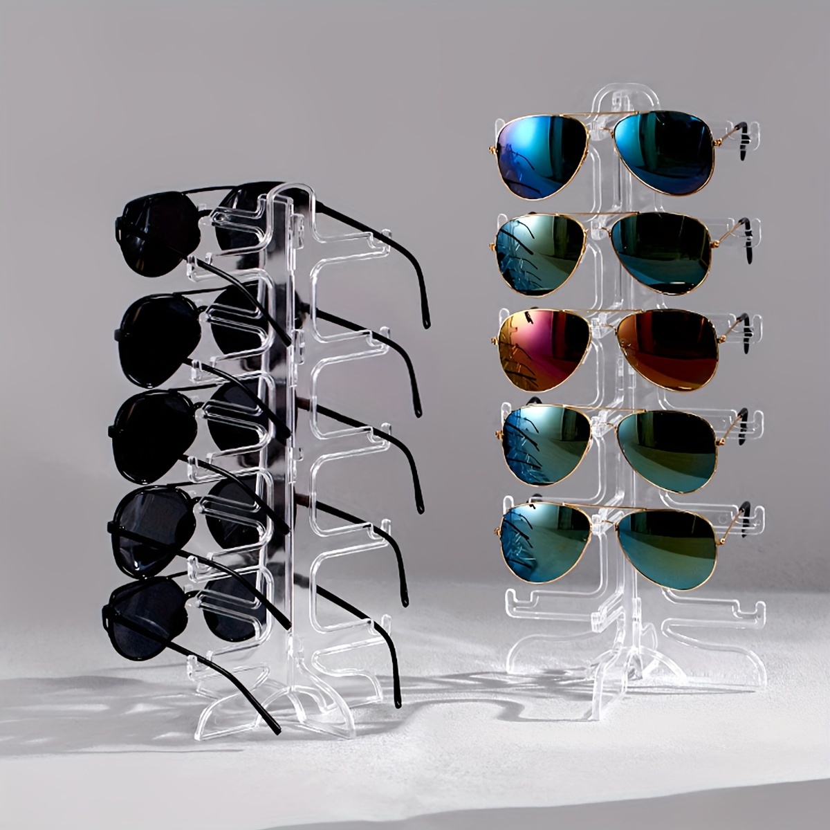 Modern Clear Plastic Fashion Glasses Display Stand - Multi-layer Desktop Organizer For Eyewear, Home & Dorm Decor
Modern Clear Plastic Fashion Glasses Display Stand - Multi-layer Desktop Organizer For Eyewear, Home & Dorm Decor