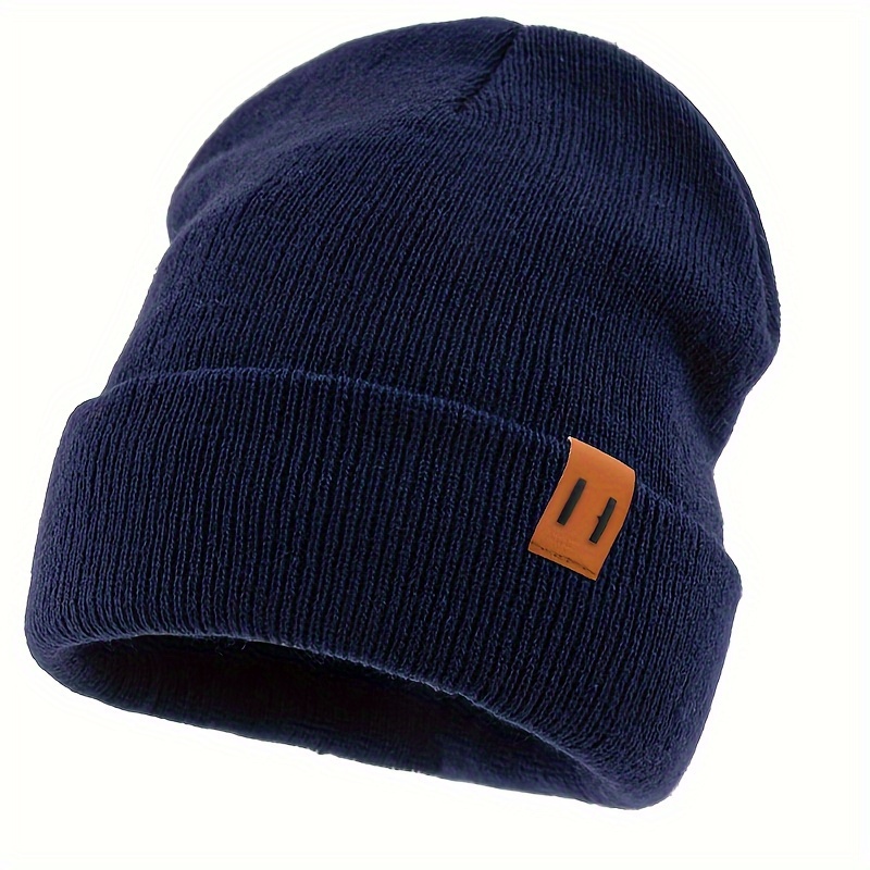 Fashionable Knit Beanie With Leather Brand Tag - Men's Winter Hat For Outdoor Activities
Fashionable Knit Beanie With Leather Brand Tag - Men's Winter Hat For Outdoor Activities