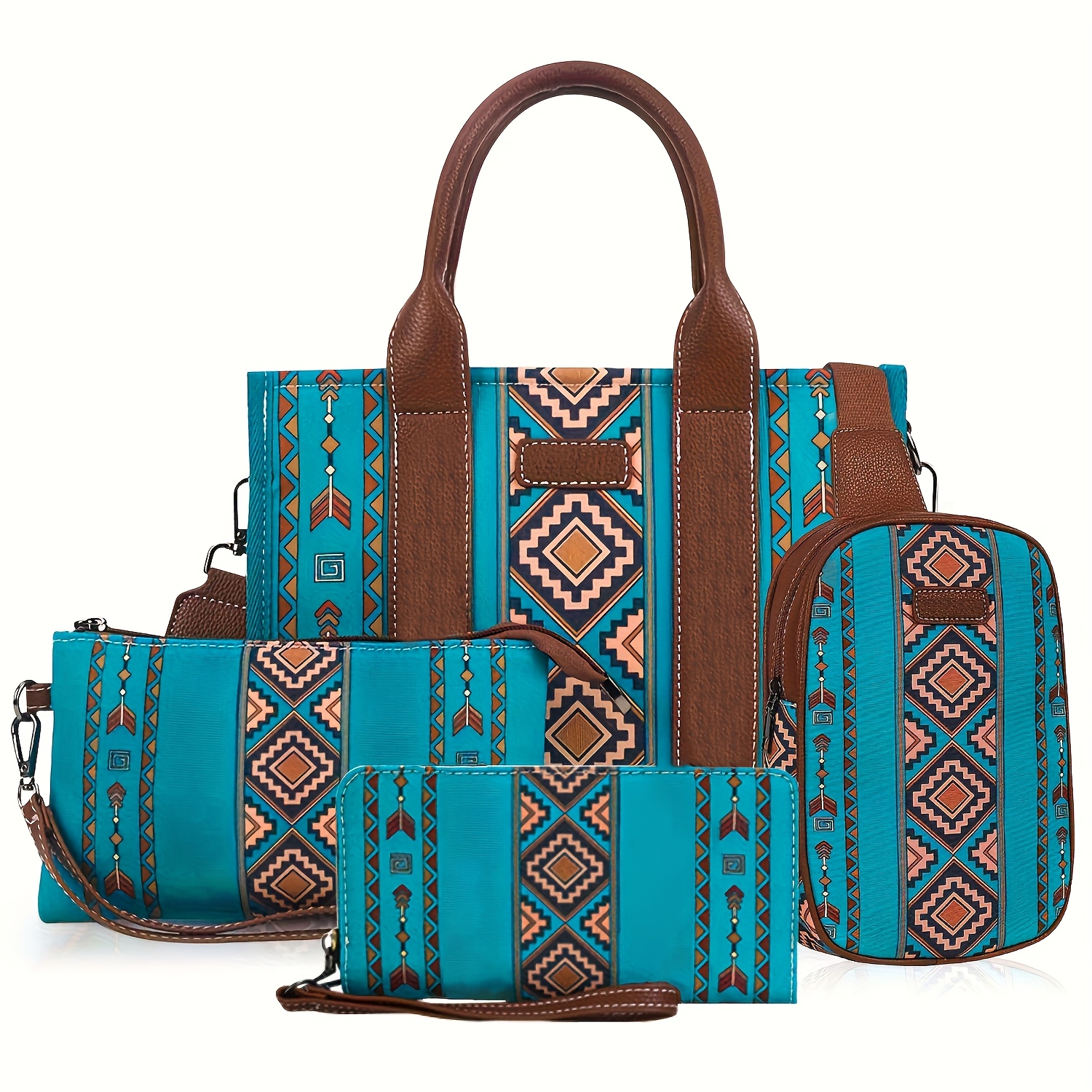 4pcs Women's Bag Set, Vintage Work Shoulder Bag, Lightweight, Boho Tote For Everyday Use- Green
4pcs Women's Bag Set, Vintage Work Shoulder Bag, Lightweight, Boho Tote For Everyday Use- Green