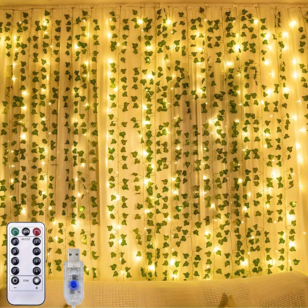9.84ft 300 Leds Artificial Led Curtain Fairy Lights, Fake Greenery Garland Ivy With Led String Lights For Halloween Christmas Wedding Party Backdrop Shower Home Decoration, 8 , Remote Control
9.84ft 300 Leds Artificial Led Curtain Fairy Lights, Fake Greenery Garland Ivy With Led String Lights For Halloween Christmas Wedding Party Backdrop Shower Home Decoration, 8 , Remote Control