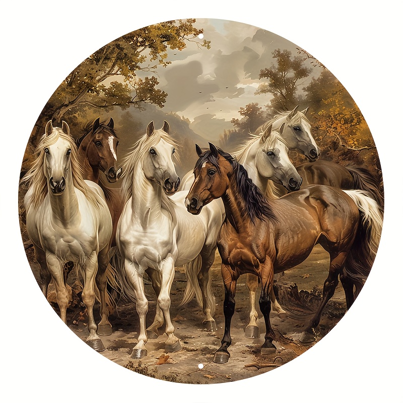 1pc 8x8 Inch (20x21cm) Round Aluminum Sign, Circular Picture Horses For Window Decorations Sign Entrance Decoration Gifts
1pc 8x8 Inch (20x21cm) Round Aluminum Sign, Circular Picture Horses For Window Decorations Sign Entrance Decoration Gifts