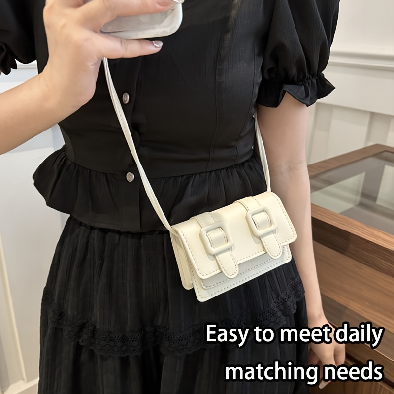 Women' Mini Crossbody Bag, Solid Color Shoulder Purse With Closure, Polyester Lined, Daily Matching Accessory - White/black
Women' Mini Crossbody Bag, Solid Color Shoulder Purse With Closure, Polyester Lined, Daily Matching Accessory - White/black
