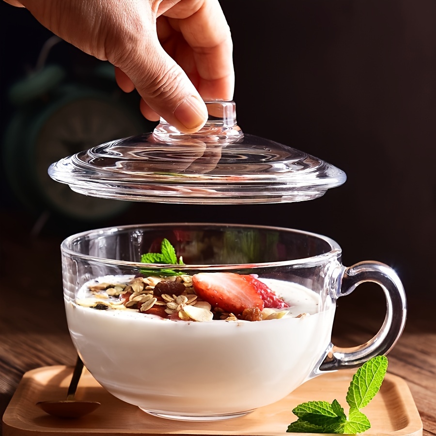 1set Large Capacity Glass With Lid And Handle, Thickened Breakfast Oatmeal Cup, Microwave Safe, Heat Resistant, Ideal For Desserts, Pasta, Rice - Round Glass Bowl, No Pattern
1set Large Capacity Glass With Lid And Handle, Thickened Breakfast Oatmeal Cup, Microwave Safe, Heat Resistant, Ideal For Desserts, Pasta, Rice - Round Glass Bowl, No Pattern