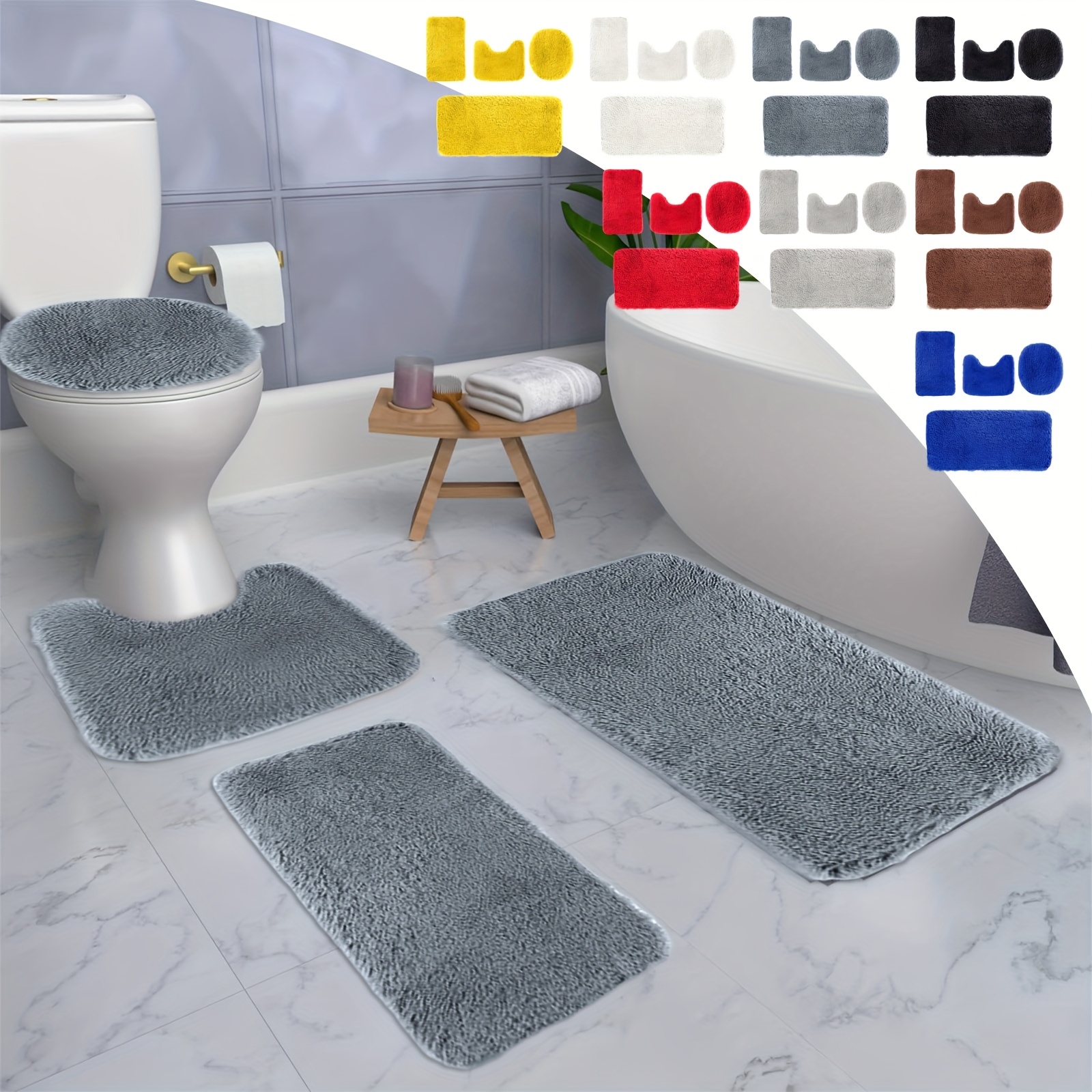4pcs Soft & Absorbent Bathroom Mat Set - Non-slip, Machine Washable, Velvet Knit Rugs For And Safety
4pcs Soft & Absorbent Bathroom Mat Set - Non-slip, Machine Washable, Velvet Knit Rugs For And Safety