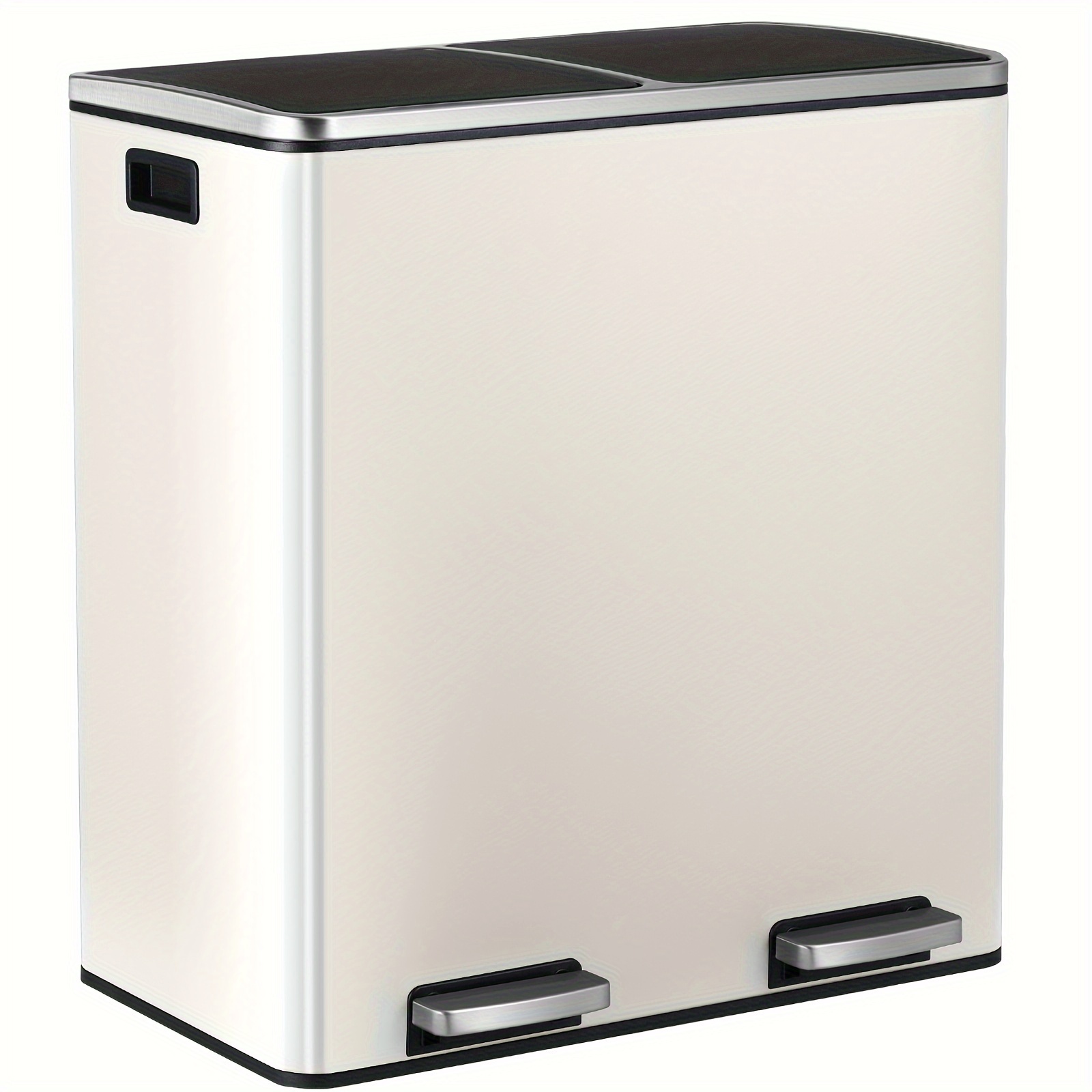 Trash Compartments, Trash Can Kitchen 60 (2 X 30 ), Made Of Metal With Lid, 2 Plastic Inner Buckets, Handles, Rectangular, Double-compartment - Ivory
Trash Compartments, Trash Can Kitchen 60 (2 X 30 ), Made Of Metal With Lid, 2 Plastic Inner Buckets, Handles, Rectangular, Double-compartment - Ivory