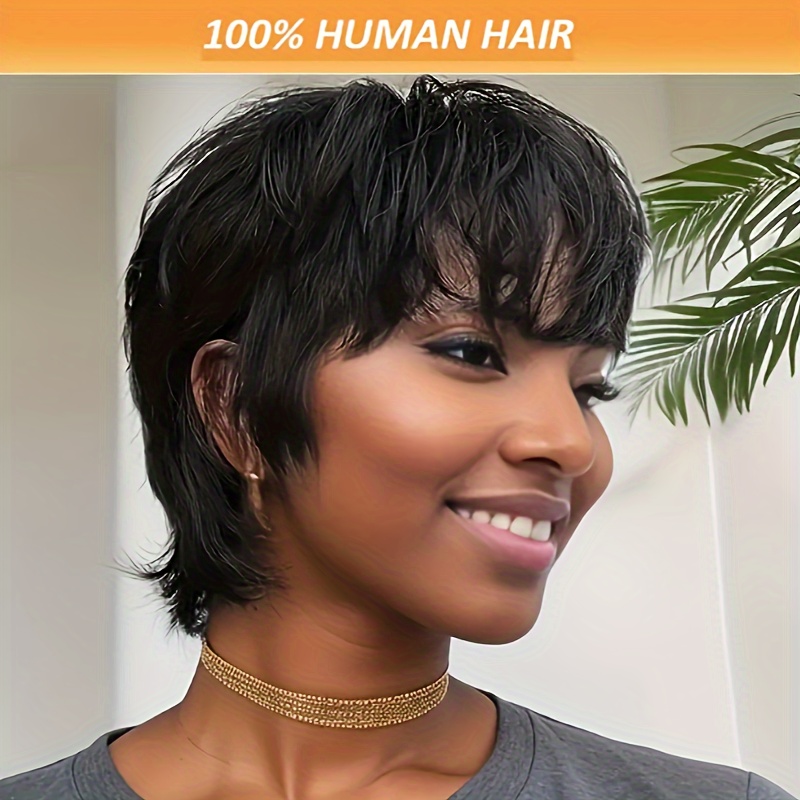 Elegant Cut Wig For Women - 6 Inch Short Straight Human Hair With Bangs, 180% Density, , Machine Made
Elegant Cut Wig For Women - 6 Inch Short Straight Human Hair With Bangs, 180% Density, , Machine Made