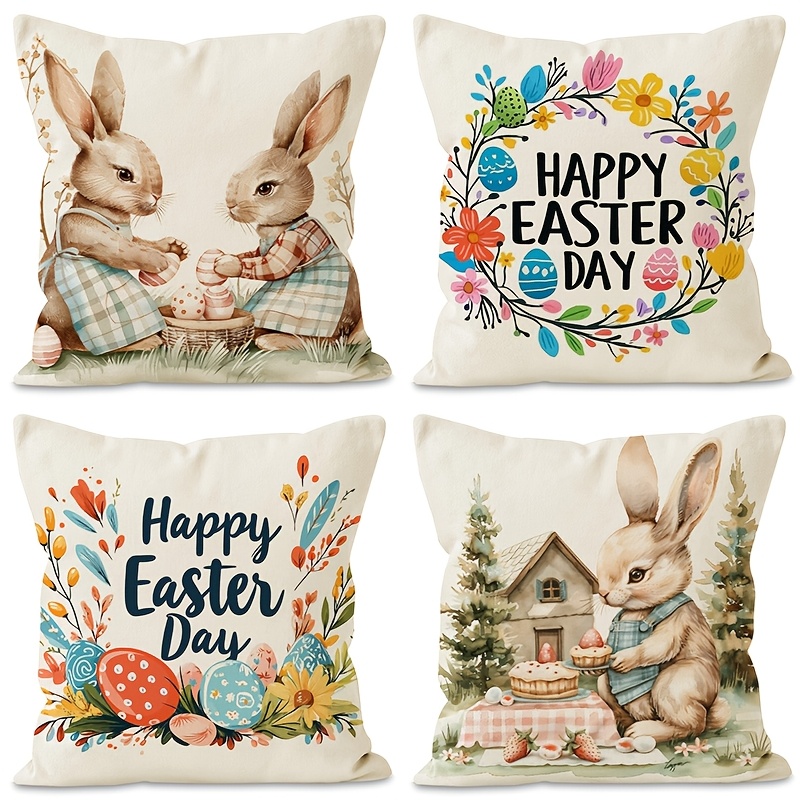 2-pack Style Easter Bunny Throw Pillow Covers, Polyester , Machine Washable, Zipper Closure, Woven Decorative Cushion Cases For Room Types, Rabbit & Egg
2-pack Style Easter Bunny Throw Pillow Covers, Polyester , Machine Washable, Zipper Closure, Woven Decorative Cushion Cases For Room Types, Rabbit & Egg