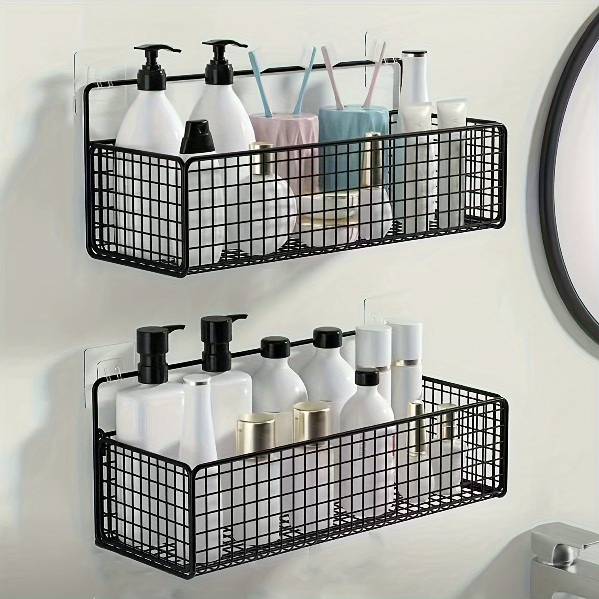 Large Capacity No-drill Bathroom Storage Rack - Wall-mounted, -free Adhesive Hook Organizer With Metal Tubing, Shelves
Large Capacity No-drill Bathroom Storage Rack - Wall-mounted, -free Adhesive Hook Organizer With Metal Tubing, Shelves
