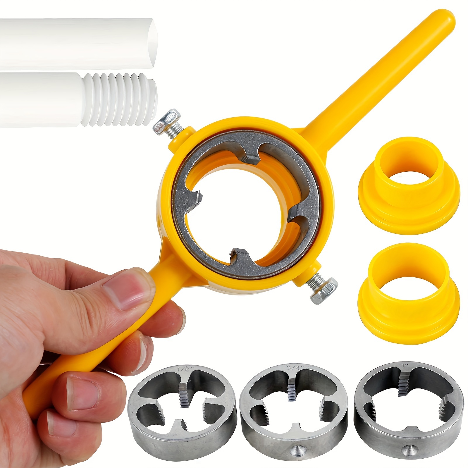 Pvc Plastic Pipe Thread Die Kit 1/2" 3/4" 1" 60° Taper Pipe Threader For Pumps Pipes Tap Die Hand Tool Plumbing Repair
Pvc Plastic Pipe Thread Die Kit 1/2" 3/4" 1" 60° Taper Pipe Threader For Pumps Pipes Tap Die Hand Tool Plumbing Repair
