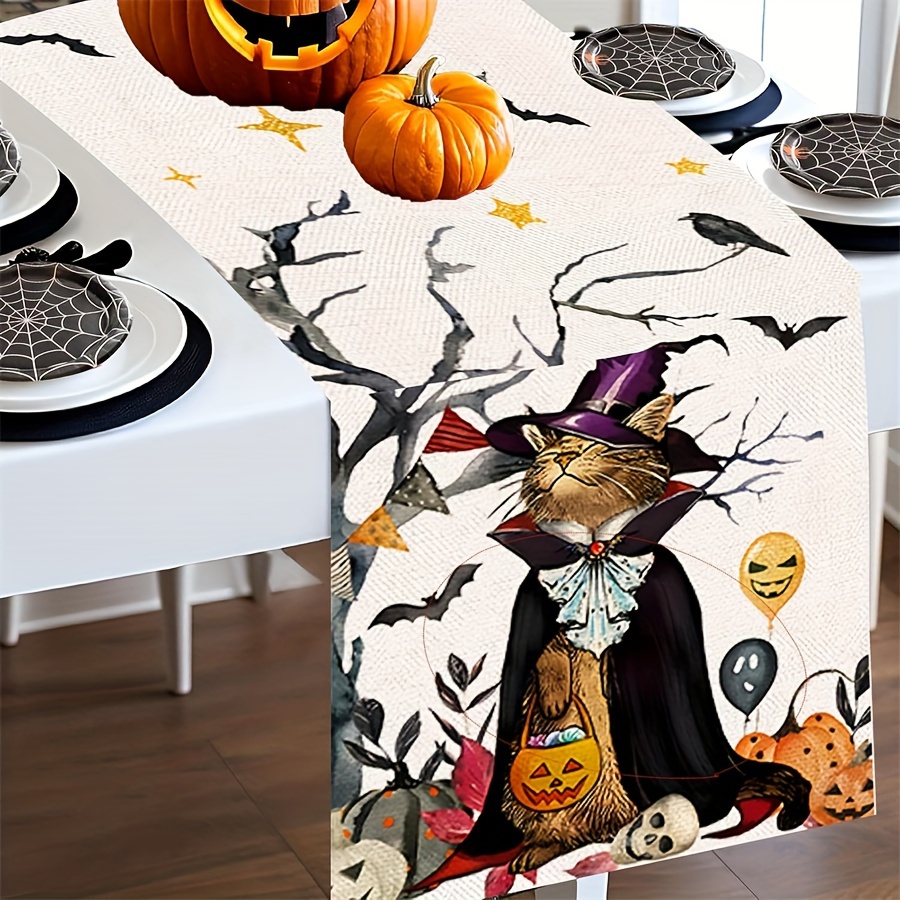 A Table Runner Featuring Of , Cats, Pumpkins, And Trees For Kitchen And Dining Table Decoration, Suitable For Outdoor Decorations - 13×72 Inches.
A Table Runner Featuring Of , Cats, Pumpkins, And Trees For Kitchen And Dining Table Decoration, Suitable For Outdoor Decorations - 13×72 Inches.