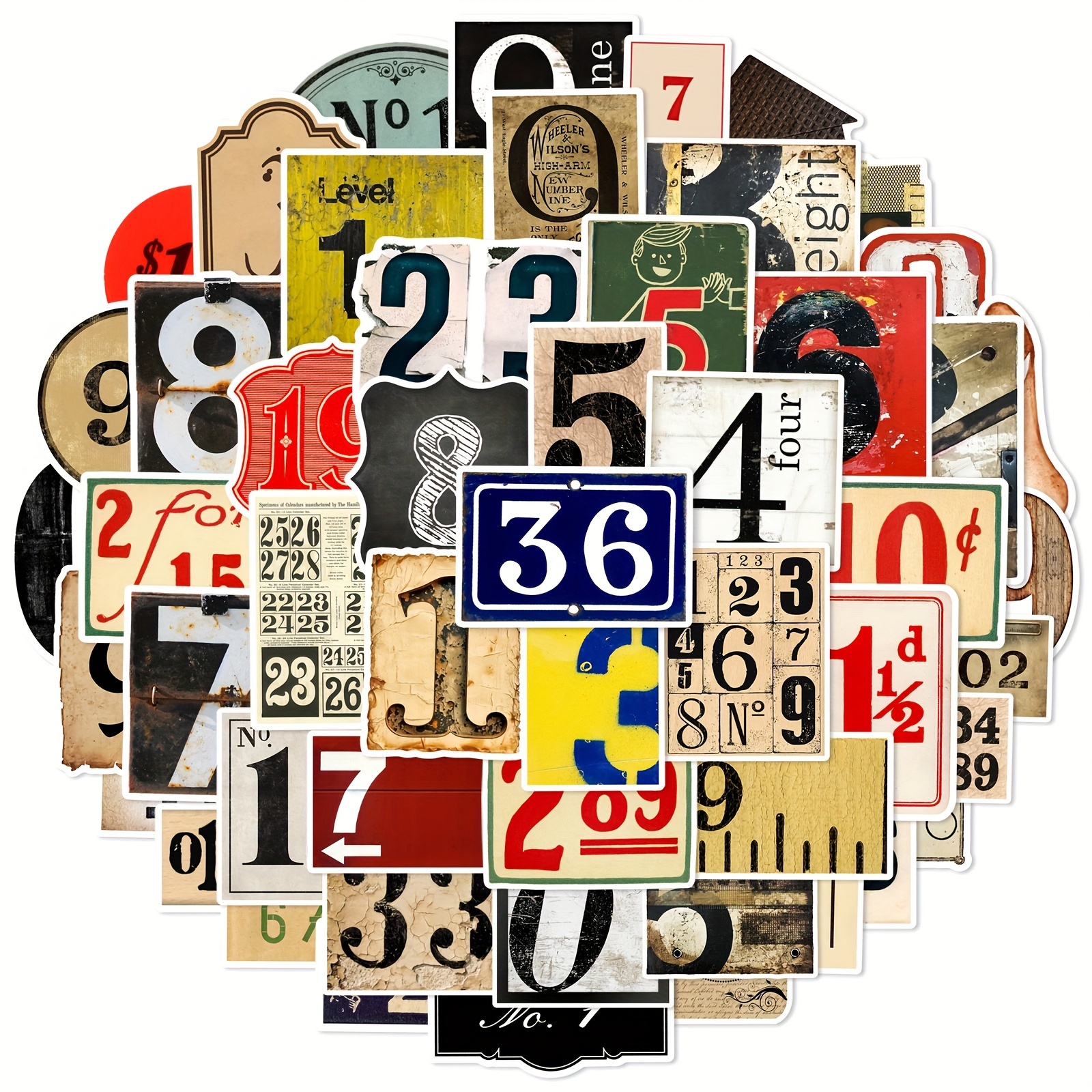 50pcs Vintage Number Stickers - Retro Aesthetic Labels For Scrapbooking, Bullet Journals, Collages & Diy Crafts
50pcs Vintage Number Stickers - Retro Aesthetic Labels For Scrapbooking, Bullet Journals, Collages & Diy Crafts