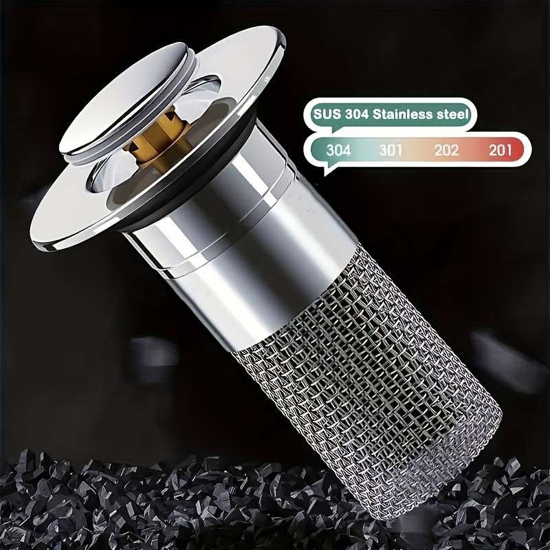 1pc Sus 304 Stainless Steel Drain Filter, 2. Anti-odor And Insect Prevention, Bathroom Sink Strainer With Double Layer Filtration And Detachable Garbage Disposal For Hair Blockage Prevention
1pc Sus 304 Stainless Steel Drain Filter, 2. Anti-odor And Insect Prevention, Bathroom Sink Strainer With Double Layer Filtration And Detachable Garbage Disposal For Hair Blockage Prevention