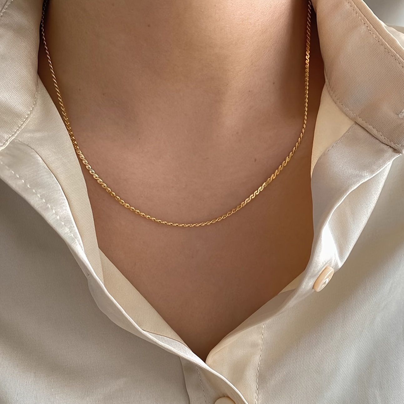 1pc Elegant Style Unisex Casual Jewelry Neck Chain Stainless Steel Golden Simple S Twist Basic Element Chain Necklace Female
1pc Elegant Style Unisex Casual Jewelry Neck Chain Stainless Steel Golden Simple S Twist Basic Element Chain Necklace Female