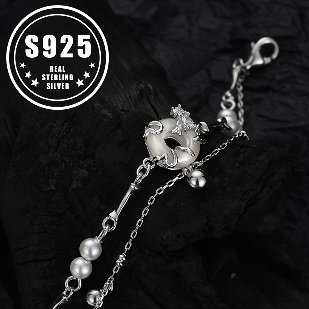 925 Sterling Silver Artificial Gemstone Chinese Peace Decor Double-layer Chain Bracelet.6g/0.21oz
925 Sterling Silver Artificial Gemstone Chinese Peace Decor Double-layer Chain Bracelet.6g/0.21oz