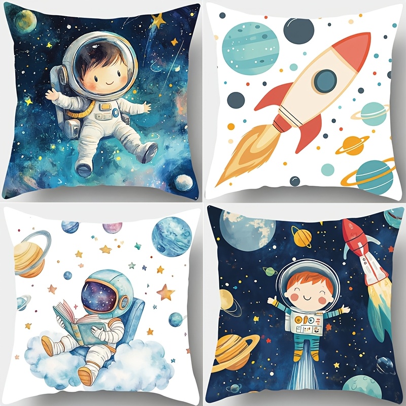 4-pack Contemporary Space-themed Pillow Covers, 17.72" Square, Soft Polyester, Machine Washable, Zippered, Woven Decorative Cushion Cases For Living Room With Astronaut & Rocket Prints
4-pack Contemporary Space-themed Pillow Covers, 17.72" Square, Soft Polyester, Machine Washable, Zippered, Woven Decorative Cushion Cases For Living Room With Astronaut & Rocket Prints