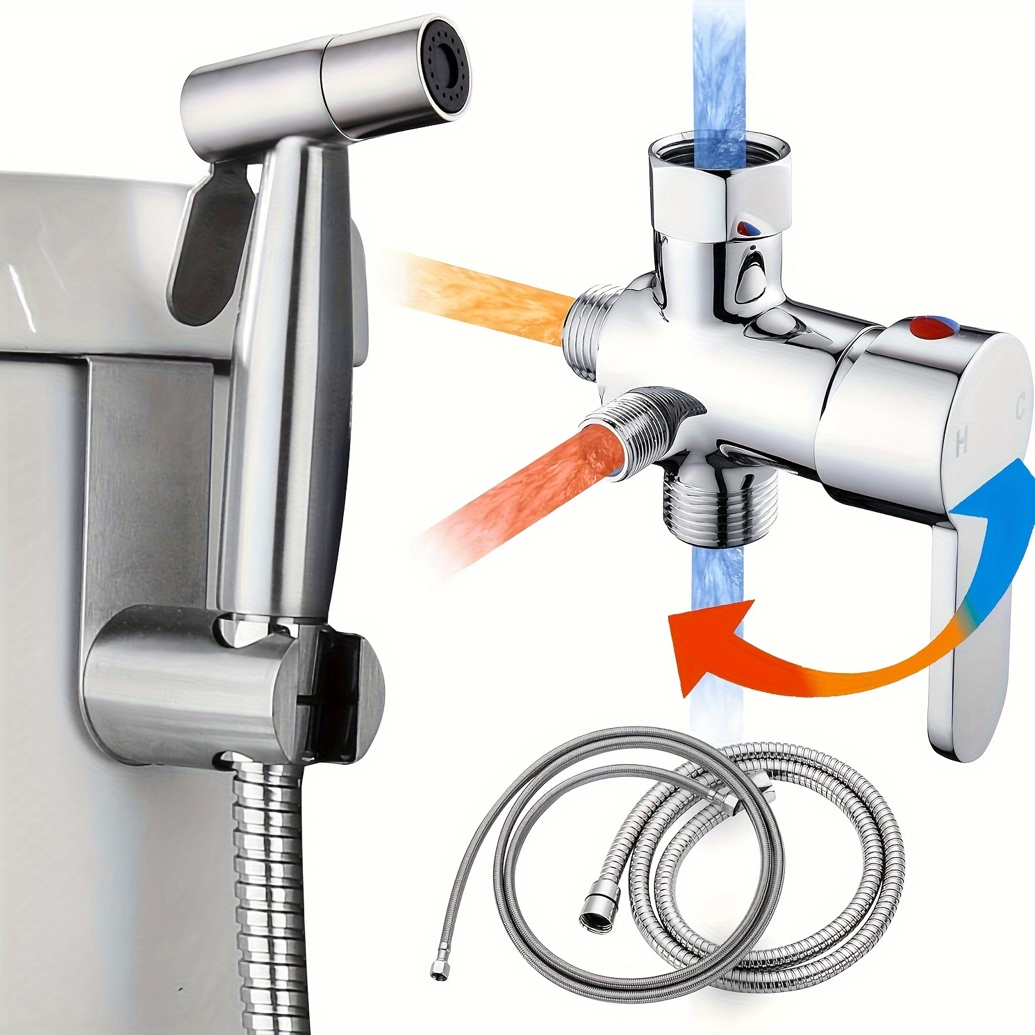 Handheld Bidet Sprayer For Toilet, Bidet Attachment For Warm Water, Hot And Cold Mixing Valve Kit, Hand Sprayer For Feminine Wash, Pet, Cloth, Diaper
Handheld Bidet Sprayer For Toilet, Bidet Attachment For Warm Water, Hot And Cold Mixing Valve Kit, Hand Sprayer For Feminine Wash, Pet, Cloth, Diaper