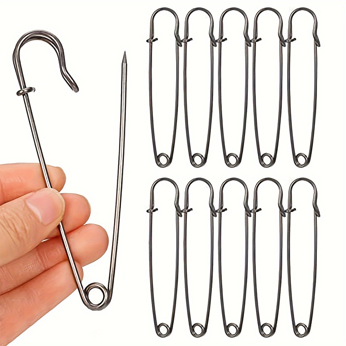 A Pack Of 10 Large Safety Pins, Versatile Extra-large Heavy-duty Safety Pins, Suitable For Clothes, Blankets, Sofas, Indoor Decorations, Sweaters, Scarves, Skirts, And Handicrafts.
A Pack Of 10 Large Safety Pins, Versatile Extra-large Heavy-duty Safety Pins, Suitable For Clothes, Blankets, Sofas, Indoor Decorations, Sweaters, Scarves, Skirts, And Handicrafts.