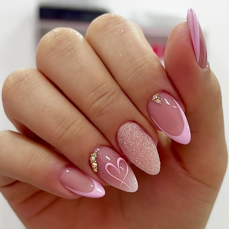 24pcs Long Shaped Press-on Nails Set, With Pink Tones, 3d & , Glitter Accents, & Valentine's Day Fashion For Women And Girls
24pcs Long Shaped Press-on Nails Set, With Pink Tones, 3d & , Glitter Accents, & Valentine's Day Fashion For Women And Girls