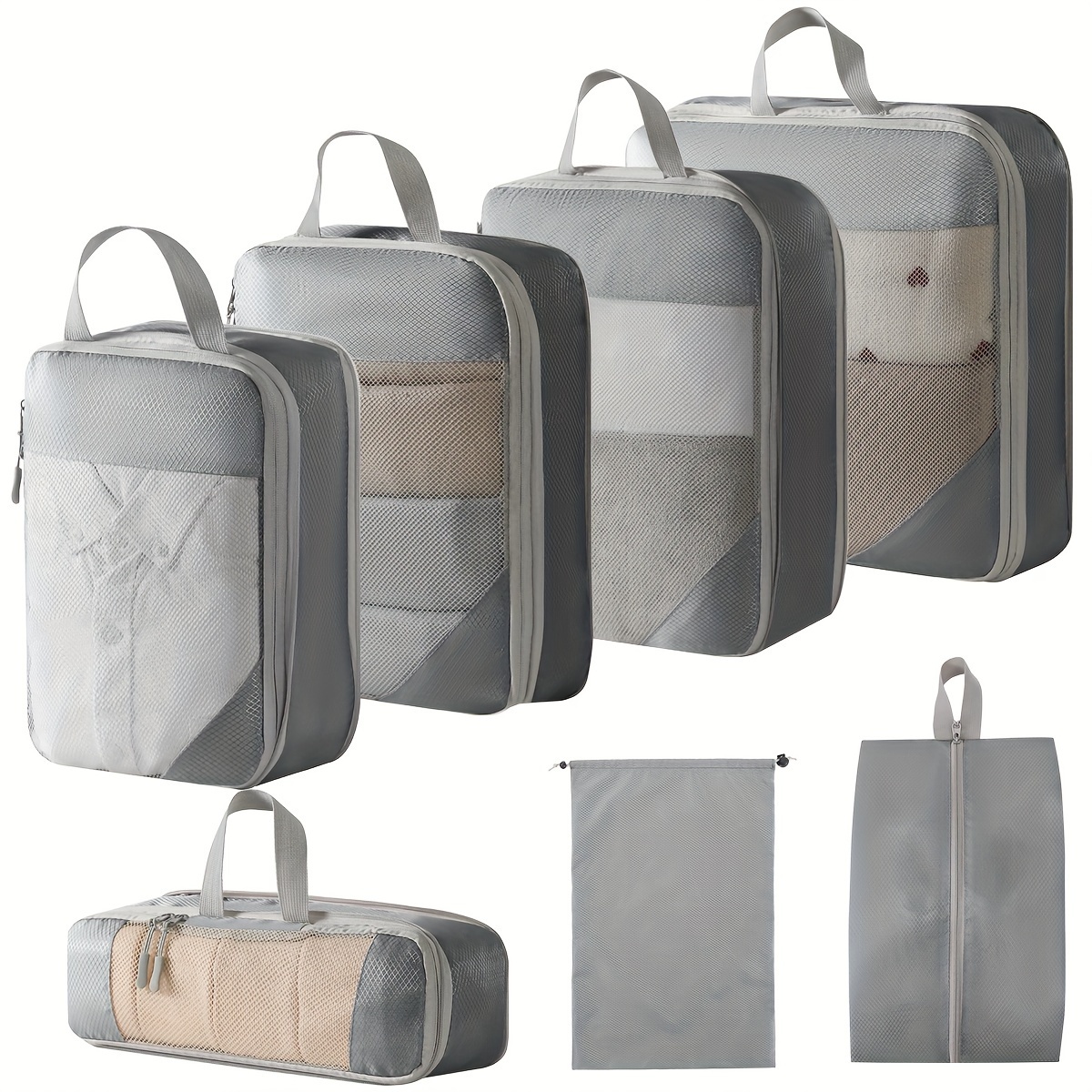 Ensemble de 7 Cubes de Compression de Couleur Unie Pour Voyager, Organiseurs de Rangement Pour Valise, Sacs de Rangement Pour Bagages
Ensemble de 7 Cubes de Compression de Couleur Unie Pour Voyager, Organiseurs de Rangement Pour Valise, Sacs de Rangement Pour Bagages