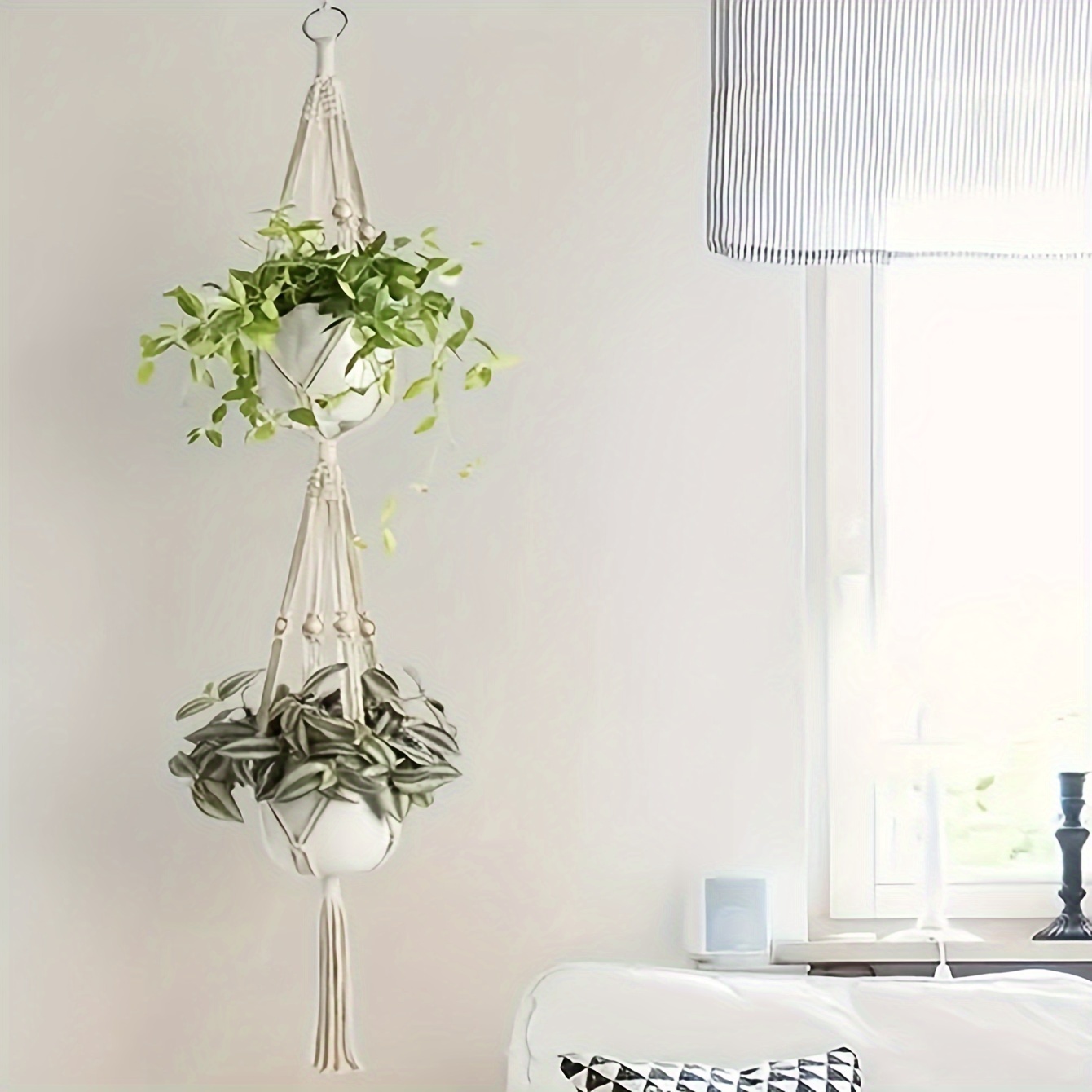 Boho Style Macrame Double Plant Hanger, Polyester 2 Tier Hanging Planter Basket With Beads, Indoor Outdoor No Electricity Needed, Fantasy Themed Decor, 1pc
Boho Style Macrame Double Plant Hanger, Polyester 2 Tier Hanging Planter Basket With Beads, Indoor Outdoor No Electricity Needed, Fantasy Themed Decor, 1pc