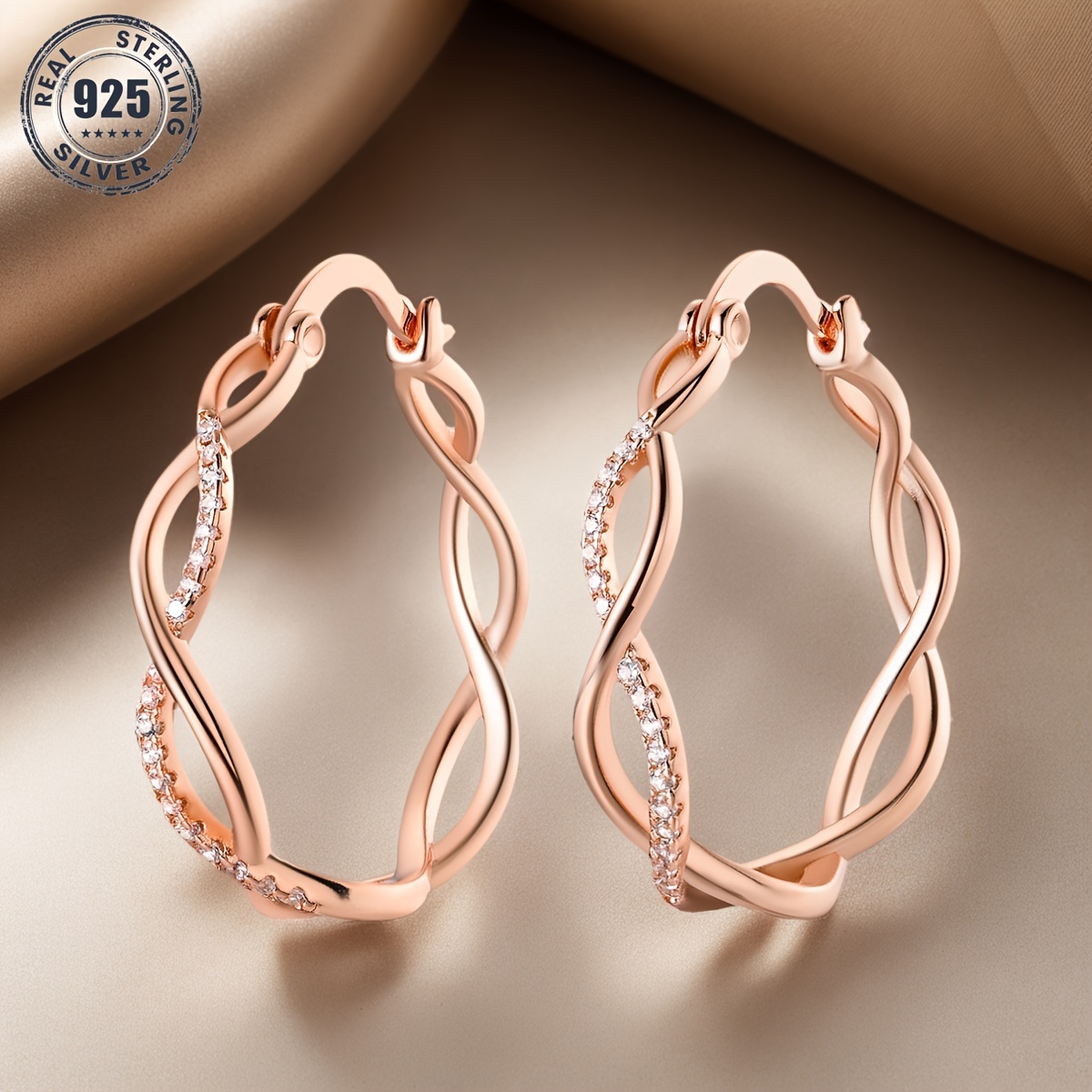 Elegant 18k Rose Gold-plated S925 Sterling Silver Hoop Earrings With Sparkling Zirconia - Perfect Gift For Her, Suitable For & , , 4.23g/ 0.15oz, Ear Jewelry
Elegant 18k Rose Gold-plated S925 Sterling Silver Hoop Earrings With Sparkling Zirconia - Perfect Gift For Her, Suitable For & , , 4.23g/ 0.15oz, Ear Jewelry
