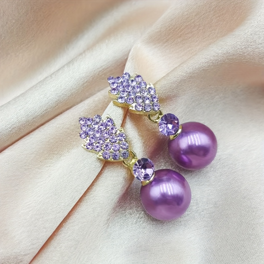 1 Pair Vintage Elegant Purple Pearl Earrings, 18k Golden Plated Zinc Alloy With Mosaic, 925 Sterling Silver Posts, Simple For Daily & Party Wear
1 Pair Vintage Elegant Purple Pearl Earrings, 18k Golden Plated Zinc Alloy With Mosaic, 925 Sterling Silver Posts, Simple For Daily & Party Wear
