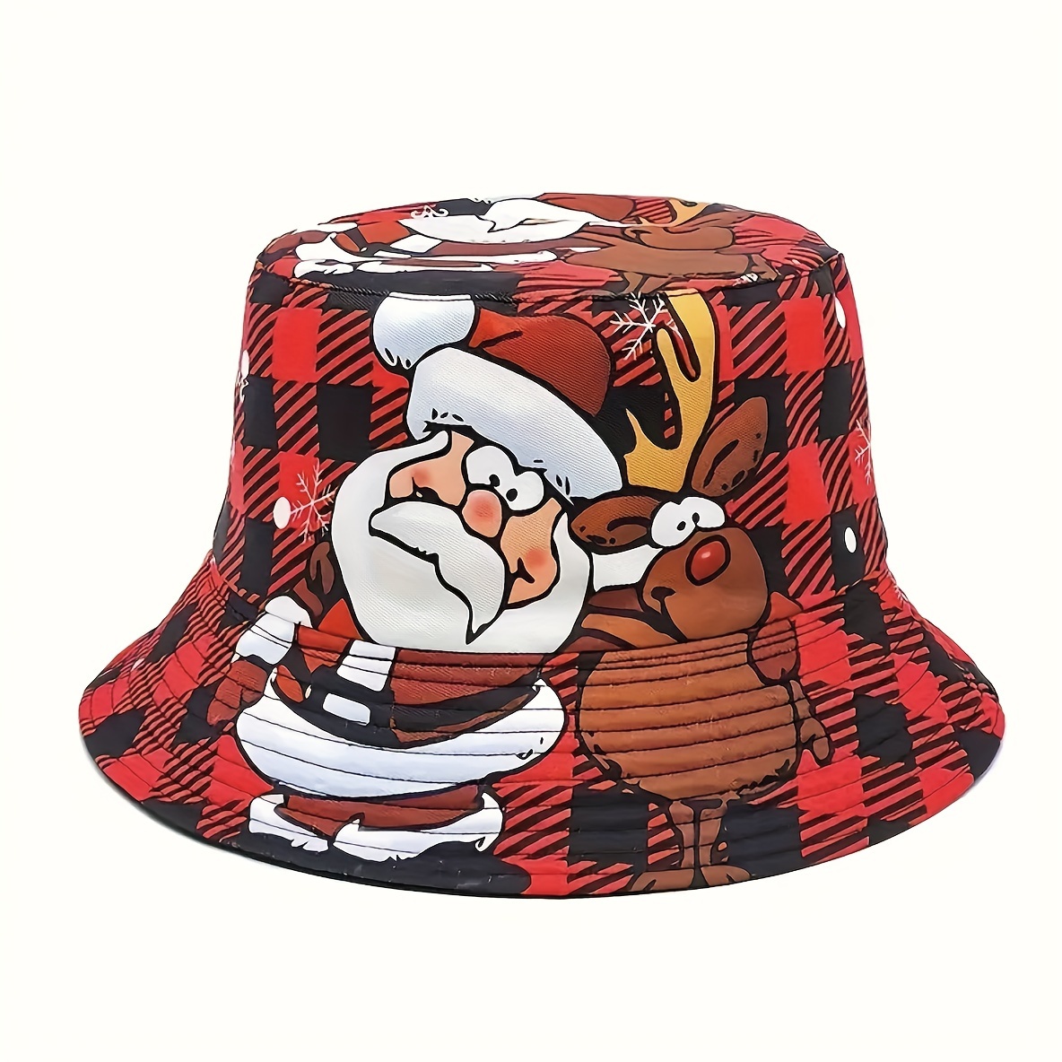 Christmas Bucket Hat With Santa & Reindeer Print - Polyester, Sun Protection, Hand Washable - Holiday Parties & Events
Christmas Bucket Hat With Santa & Reindeer Print - Polyester, Sun Protection, Hand Washable - Holiday Parties & Events